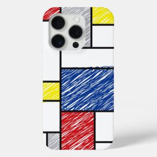 Coque iPhone 15 Pro Mondrik Scribbles Minimaliste De Stijl Art Moderne