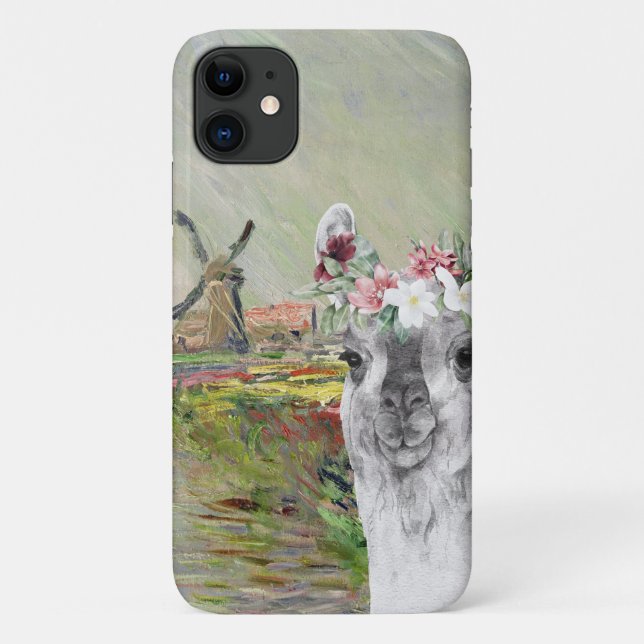 Coques Case-Mate iPhone Monet Champ Tulipes et Fancy Llama (Dos)