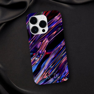 Coque Pour iPhone 14 Pro Monochrome en métal liquide brillant avec nom