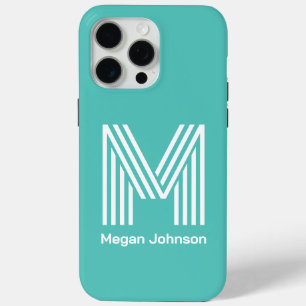 Coque iPhone 15 Pro Max Monogram Aqua moderne