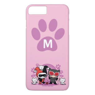 Coque iPhone 8 Plus/7 Plus Monogram Chibi Harley Quinn & Catwoman Avec Chats