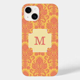 Coque Pour iPhone 14 Monogram Coral Damask Et Sun Custom Coque-M