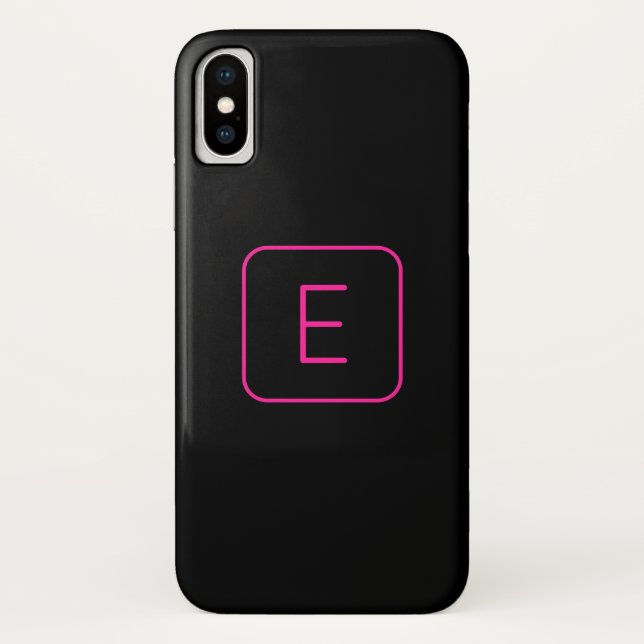 Coques Case-Mate iPhone Monogram de Styled | Pink & Black (Dos)