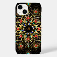 Monogram Gold Turquiose Red Mandala Jewel