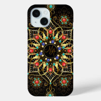 Monogram Gold Turquiose Red Mandala Jewel