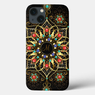 Case-Mate iPhone Case Monogram Gold Turquiose Red Mandala Jewel