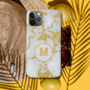 Case-Mate iPhone Case Monogram M Élégant motif marbre blanc et or