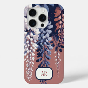 Coque iPhone 15 Pro Monogram Marine Rose Wisteria Élégance