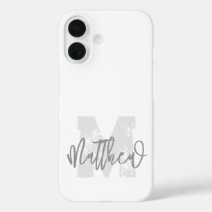 Coques iPhone 16 Monogram Modern Cool Grunge Ajouter Votre Nom
