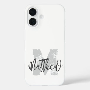 Coques iPhone 16 Monogram Modern Cool Grunge Ajouter Votre Nom