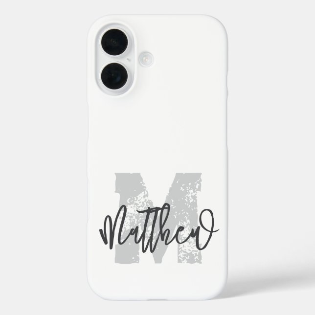 Coques Case-Mate iPhone Monogram Modern Cool Grunge Ajouter Votre Nom (Verso)