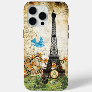 Coque iPhone 15 Pro Max Monogram Tour Eiffel Oiseau Vintage