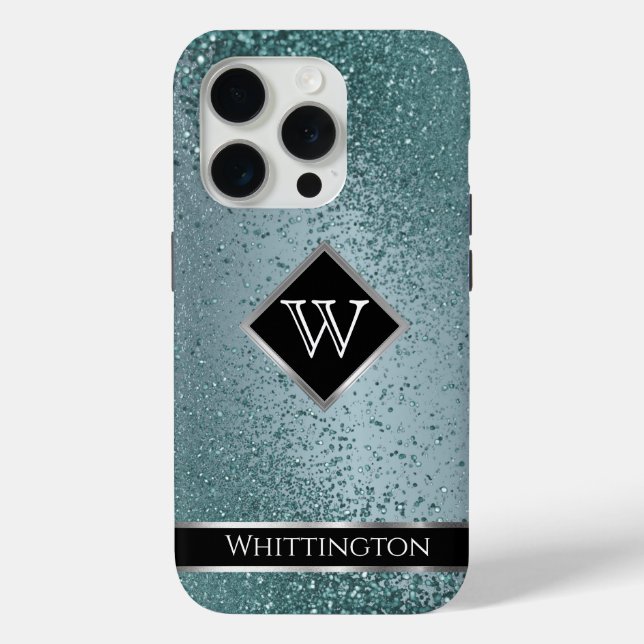 Coques Case-Mate iPhone Monogram Twinkle Ombre - Turquoise (Verso)