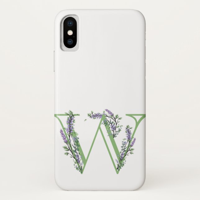 Coques Case-Mate iPhone Monogram W Lavande Eucalyptus (Dos)