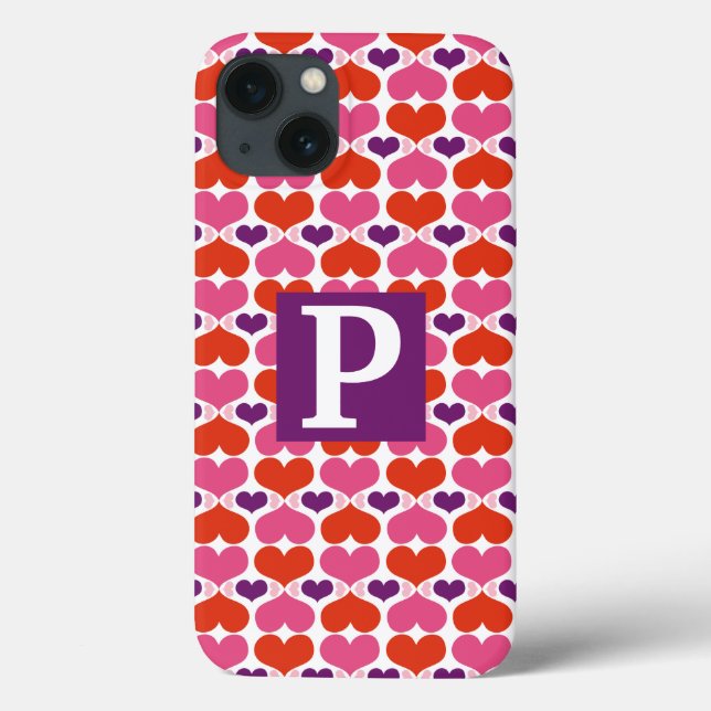 Coques Case-Mate iPhone Monograme de Valentine Hearts (Verso)