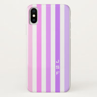 Monogramme à bandes verticales violettes et roses