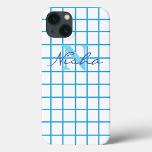 Case-Mate iPhone Case Monogramme à carreaux bleus