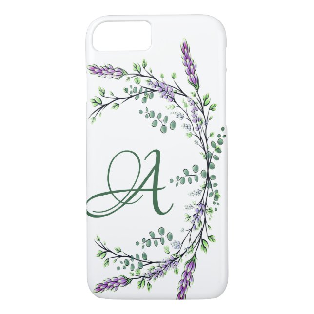 Coques Case-Mate iPhone Monogramme A Lavande Eucalyptus (Dos)