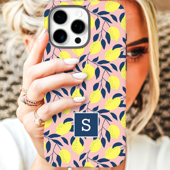 Coques Case-Mate iPhone Monogramme à motif de citron (Créateur téléchargé)