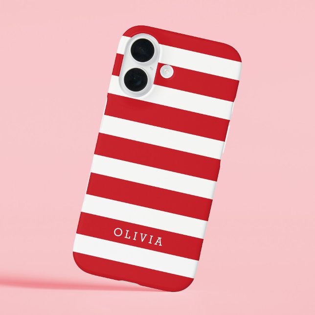 Coques Case-Mate iPhone Monogramme à rayures classiques rouges et blanches (Créateur téléchargé)