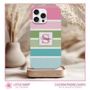 Case-Mate iPhone Case Monogramme à rayures pastel gras
