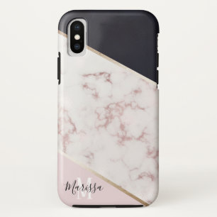 Case-Mate iPhone Case Monogramme Abstrait en marbre or Rose