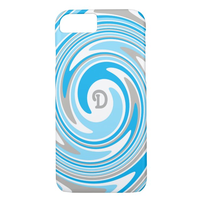 Coques Case-Mate iPhone Monogramme Abstrait gris blanc (Dos)