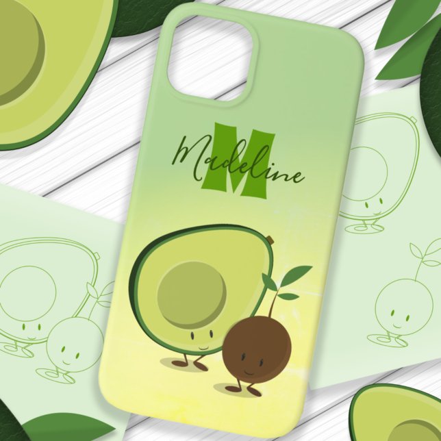 Coques Case-Mate iPhone Monogramme alimentaire Avocado mignon (Créateur téléchargé)