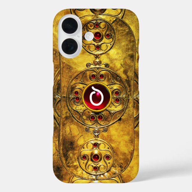 COQUES Case-Mate iPhone MONOGRAMME ANTIQUE CELTIC WARRIOR SHIELD RUBY GEM (Verso)