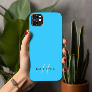 Case-Mate iPhone Case Monogramme Aqua Bleu Minimaliste Avec Nom