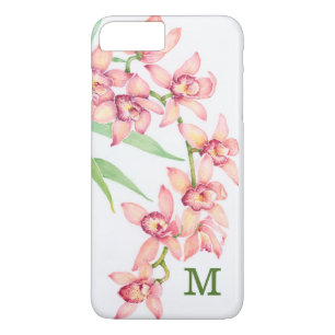Coque iPhone 7 Plus Monogramme   Aquarelle Fleurs roses