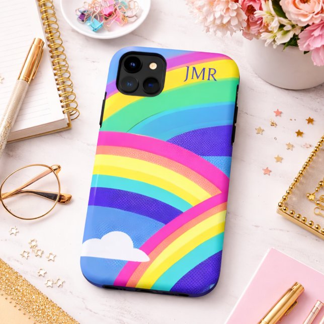 Coques Case-Mate iPhone Monogramme Arc-en-ciel Moderne  (Créateur téléchargé)