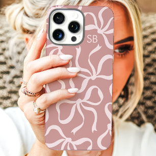 Coques iPhone 16 Pro Max Monogramme Arc-en-Ciel Rose Poussiéreux