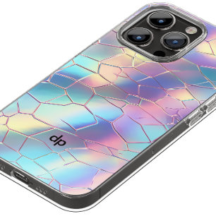 Coque iPhone 15 Pro Monogramme Arrière - plan Holographique Foil Motif