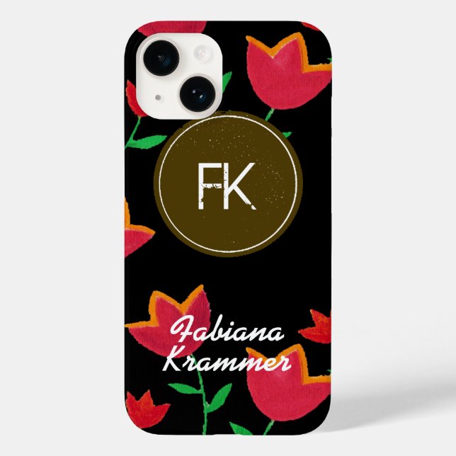 Coques Case-Mate iPhone monogramme avec fleurs (Verso)