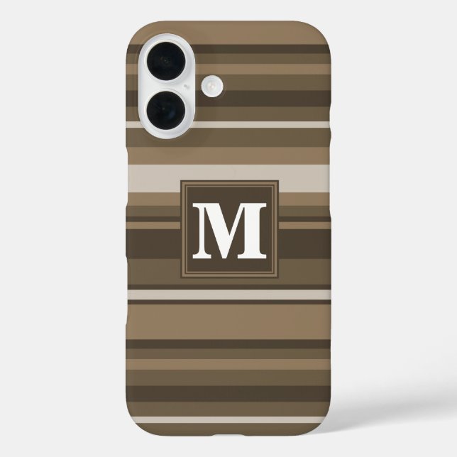 Coques Case-Mate iPhone Monogramme bandes Brown (Verso)