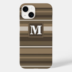 Coque Pour iPhone 14 Monogramme bandes Brown