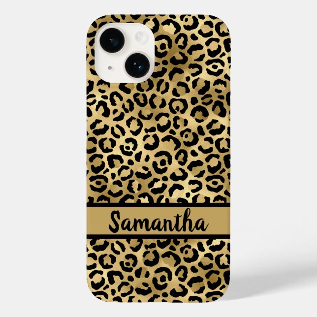 Coques Case-Mate iPhone Monogramme Black Gold Leopard Cheetah Imprimer (Verso)