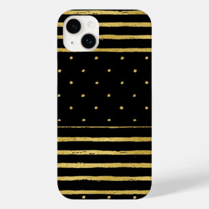 Coque Pour iPhone 14 Plus Monogramme Black Gold pointes rayées -Mate iPhone 
