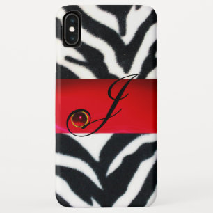 Case-Mate iPhone CASE MONOGRAMME BLACK WHITE ZEBRA FUR RED RUBY GEM,