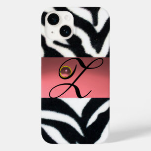 COQUES POUR iPhone MONOGRAMME BLACK ZEBRA FUR ROSE GEM,