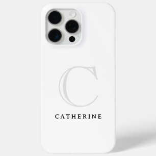 Coque iPhone 15 Pro Max Monogramme blanc classique simple Coque-mat