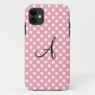 Etui iPhone Case-Mate monogramme blanc rose pois
