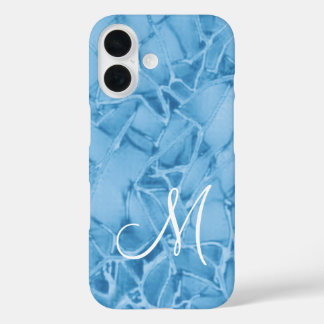 Coques iPhone 16 Monogramme bleu