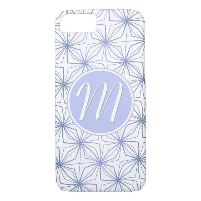 Coques Case-Mate iPhone Monogramme bleu clair Artsy (Dos)