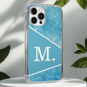 Coques iPhone 16 Pro Max Monogramme bleu clair moderne