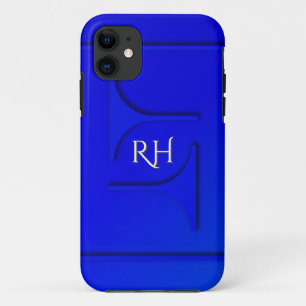 Coques Pour iPhone Monogramme bleu cobalt