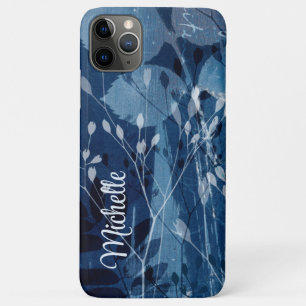 Case-Mate iPhone Case Monogramme bleu et blanc aquarelle botanique