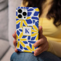 Monogramme bleu et jaune