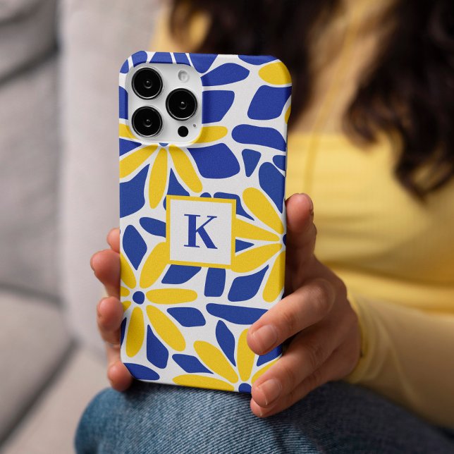 Coques Case-Mate iPhone Monogramme bleu et jaune (Créateur téléchargé)